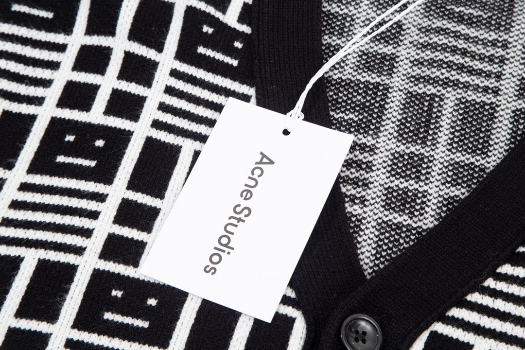 Acne Studios 頂級A貨專櫃同步盤棋格圖案男裝針織開衫