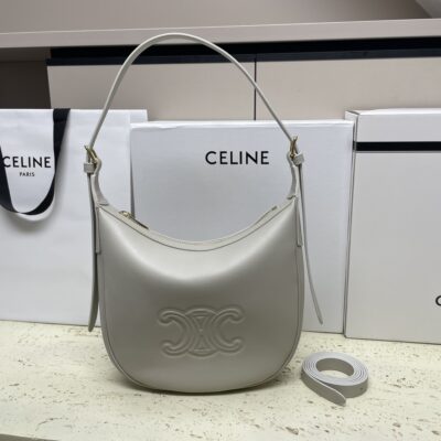 原單Celine賽琳包包 小号HELOÏSE TRIOMPHE柔软牛皮革手袋 灰色