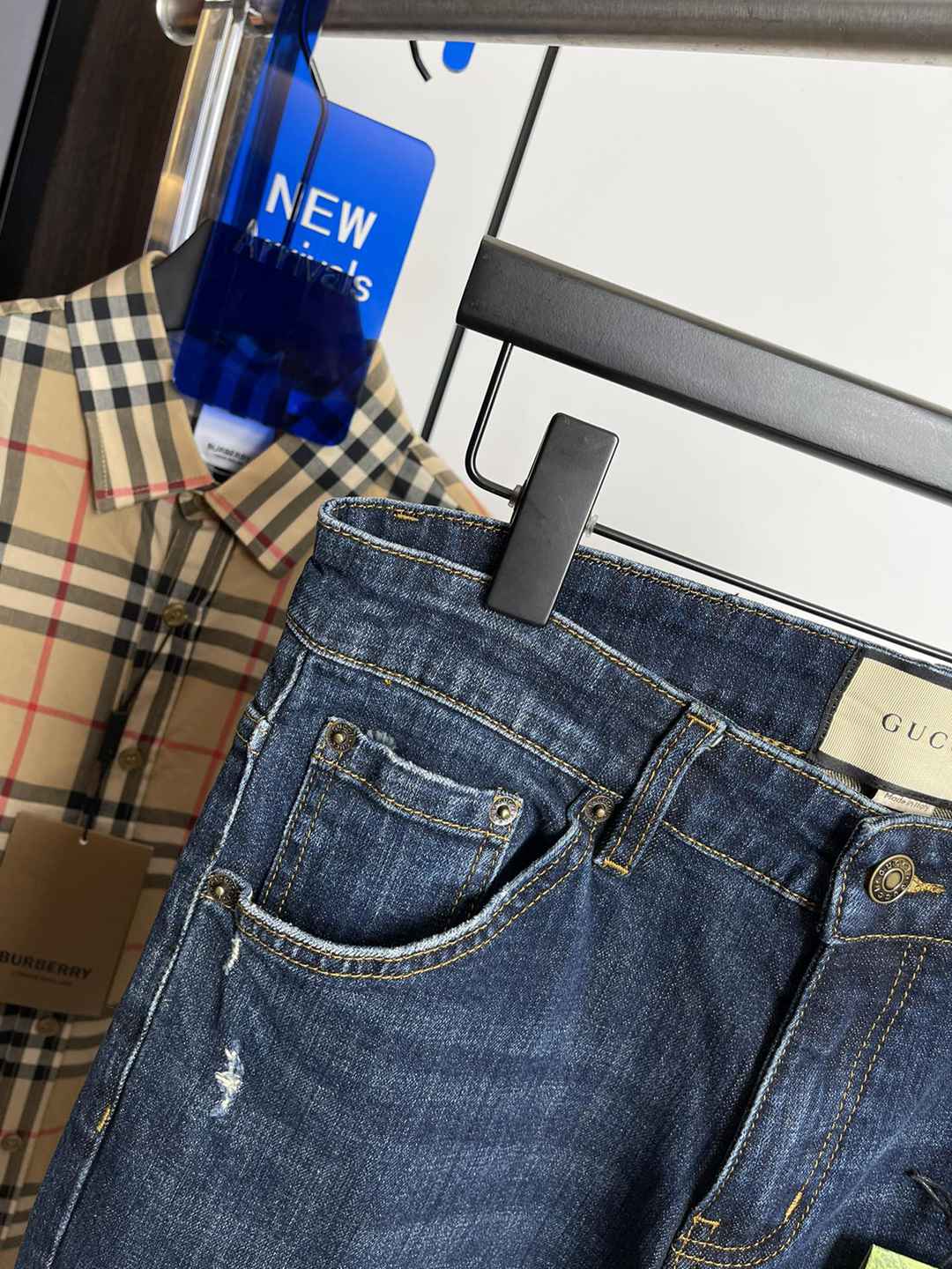 Gucci高仿原單牛仔褲修身定制純棉褲子男裝褲子批發精品店