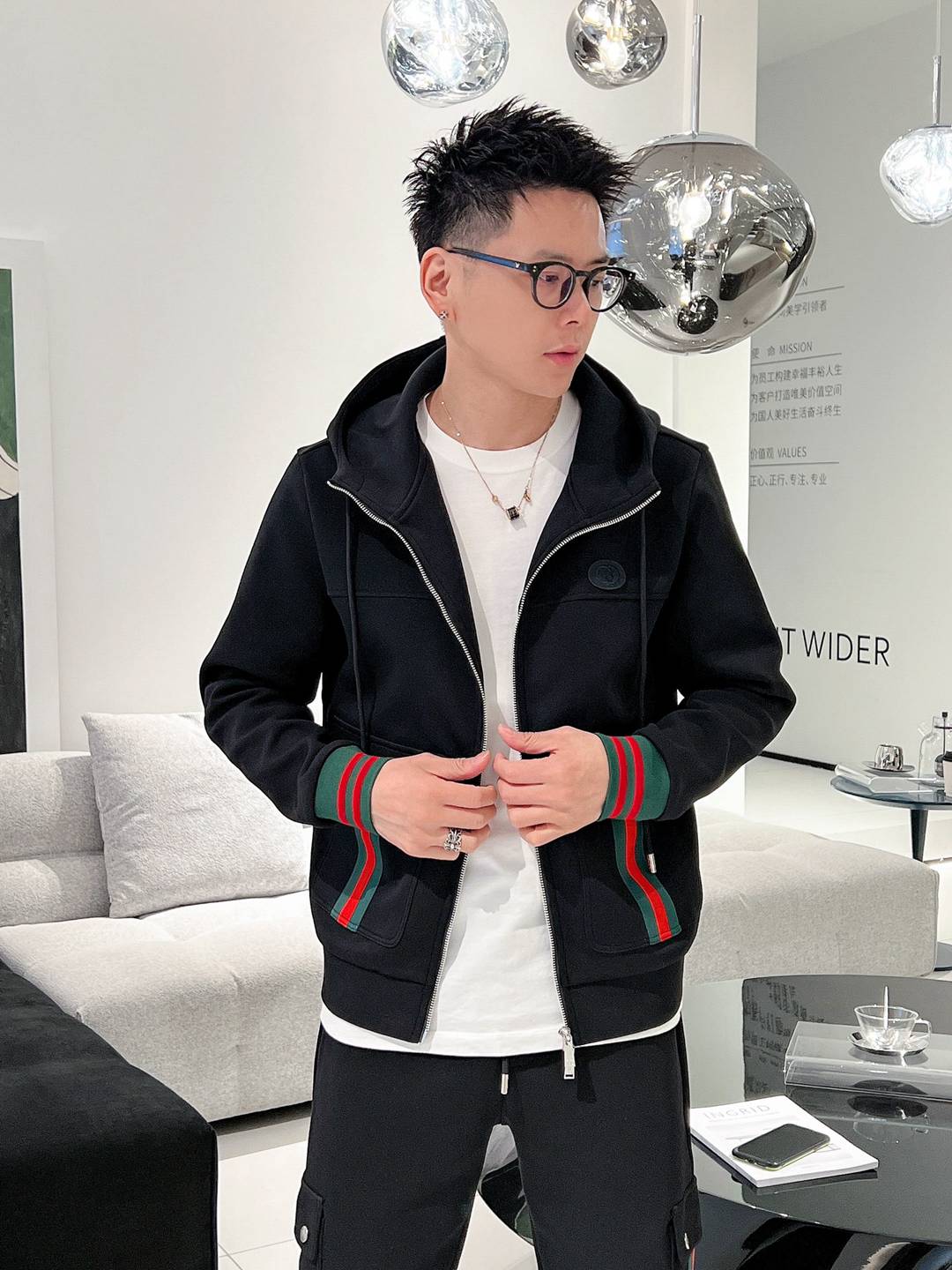 古馳Gucci頂級復刻奢侈品一比一撞色運動休閒外套運動衫