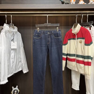 Gucci頂級奢侈品秋冬新款褲子牛仔褲深藍色高仿褲子