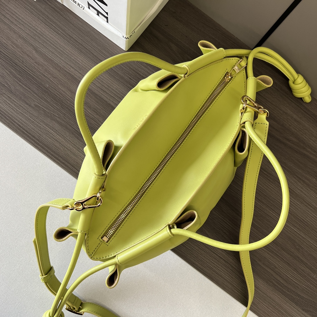 超A貨loewe羅意威包包 新款小號牛皮革帶鏈條 Paseo手袋 青檸色