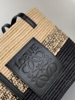 超A貨loewe羅意威包包 漸變酒椰纖維和牛皮革方形Basket手袋