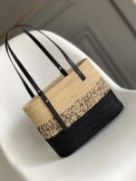 超A貨loewe羅意威包包 漸變酒椰纖維和牛皮革方形Basket手袋
