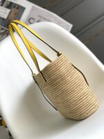 超A貨loewe羅意威包包 拉菲草和牛皮革 Square Basket 手袋 黃色