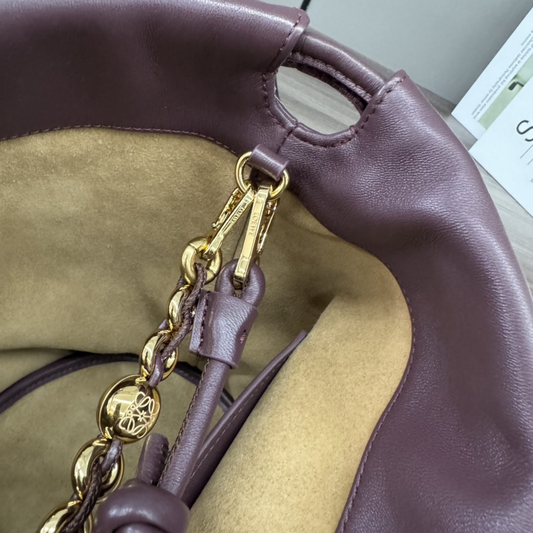 複刻loewe羅意威包包 Flamenco Purse Bucket水桶包 艮第紅