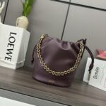 複刻loewe羅意威包包 Flamenco Purse Bucket水桶包 艮第紅