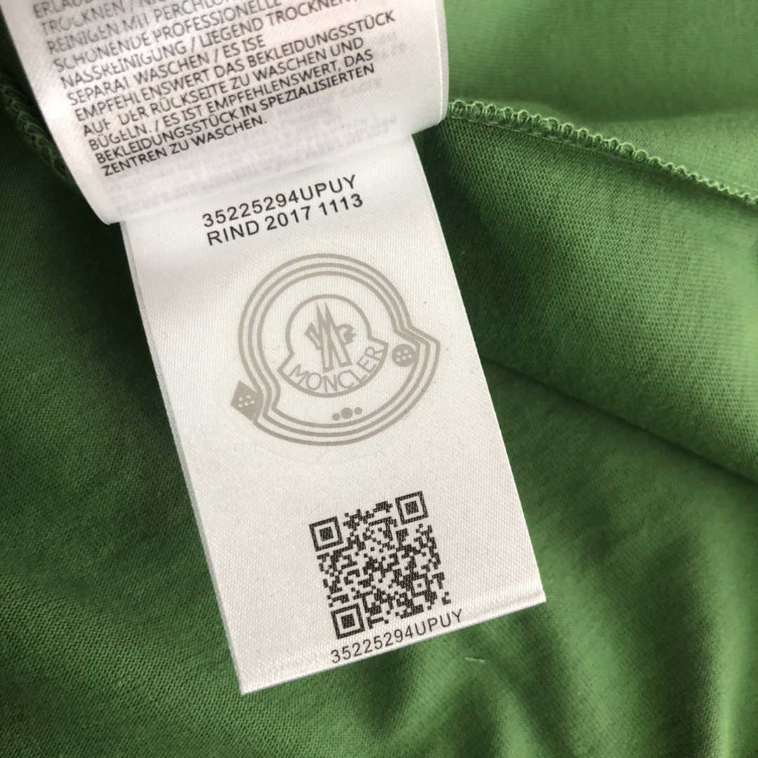 Moncler蒙口2024頂級精仿情侶款男女同款純棉短袖T恤 綠色