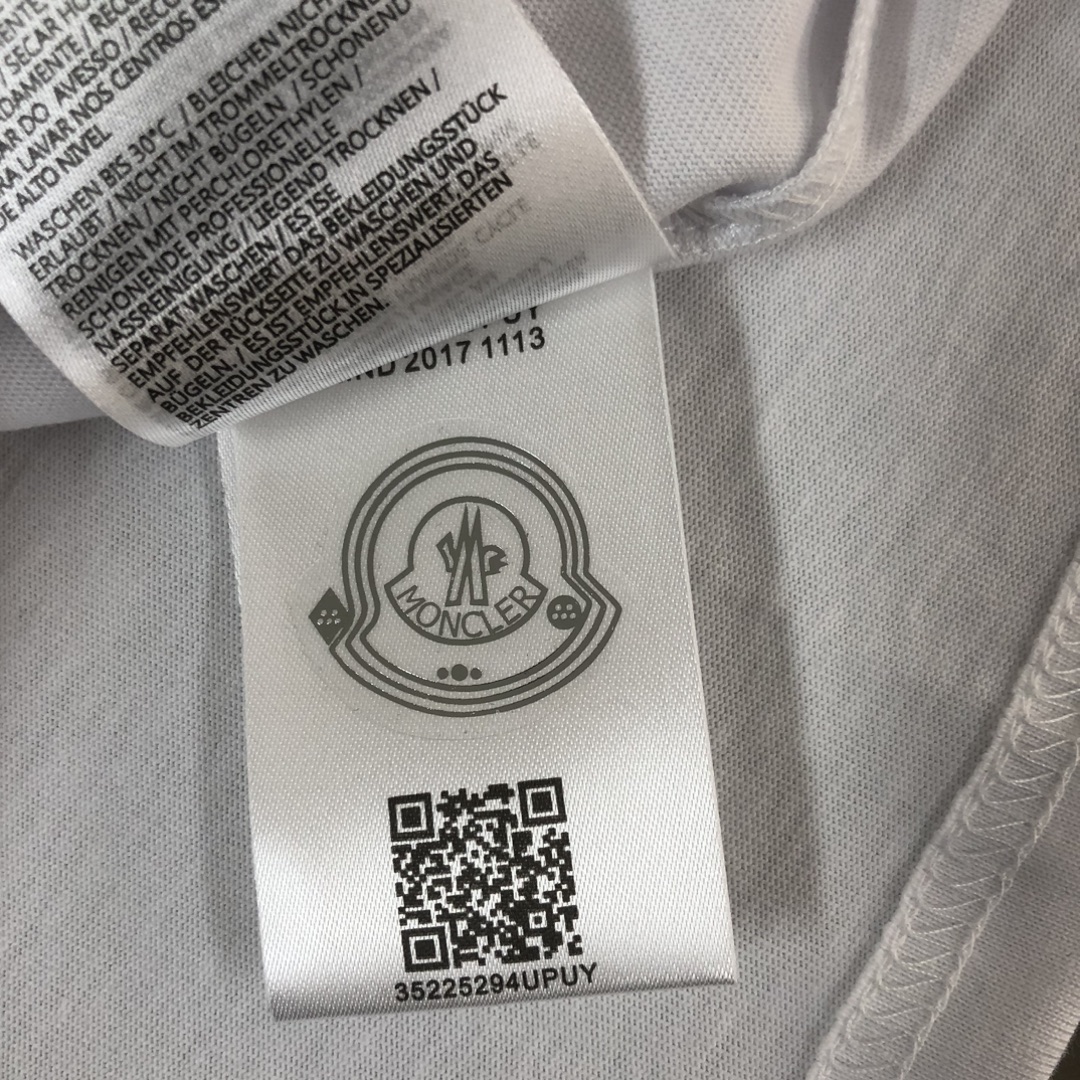 Moncler蒙口高仿一比一復刻奢侈品男女同款短袖純棉T恤 白色