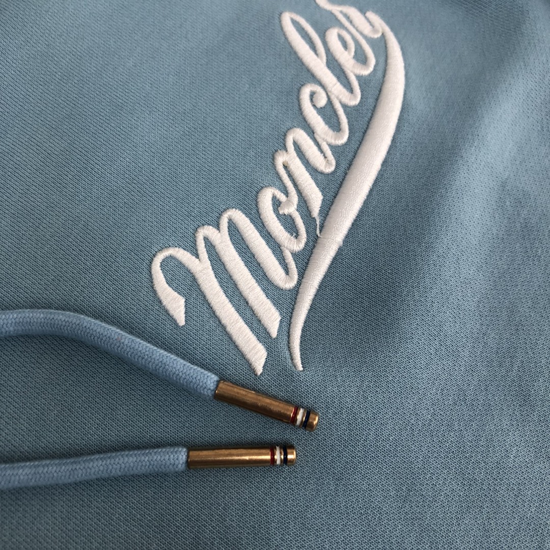 Moncler蒙口高仿時尚運動衫套頭棉麻衛衣純棉 藍色