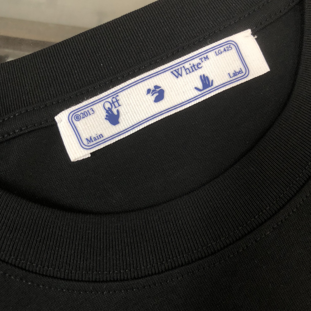 原單奢侈品offwhite一比一專櫃同步衣服新品情侶款純棉短袖T恤 黑色