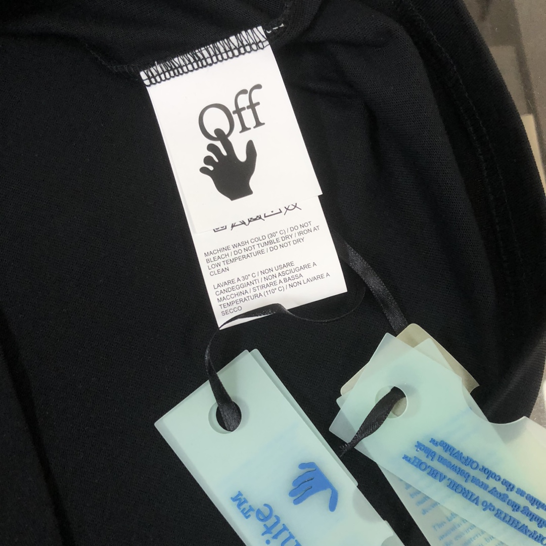 原單奢侈品offwhite一比一專櫃同步衣服新品情侶款純棉短袖T恤 黑色