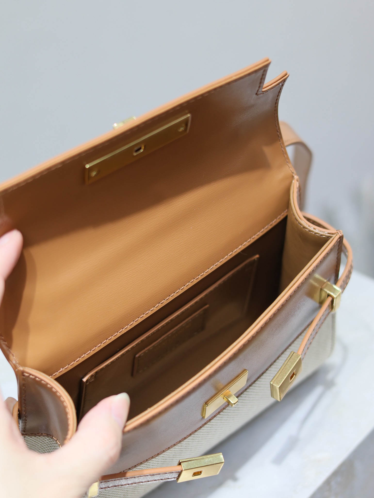 高仿YSL聖羅蘭包包 Manhattan BOX SAINT LAURENT mini 腋下斜挎包 棉麻
