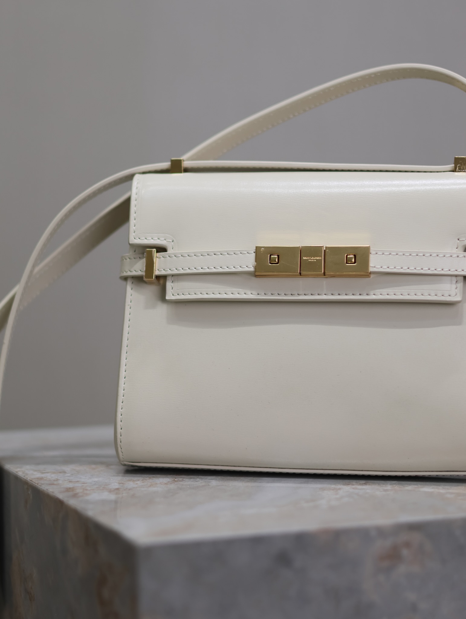 高仿YSL聖羅蘭包包 Manhattan BOX SAINT LAURENT mini 白色金扣