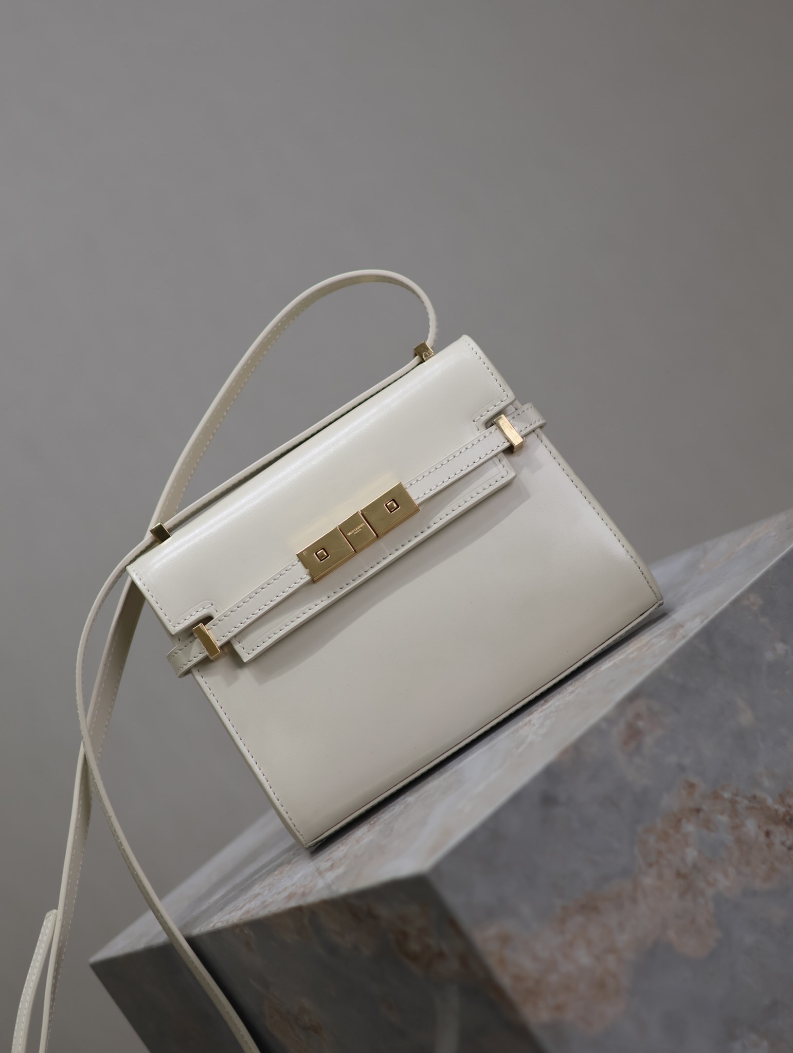 高仿YSL聖羅蘭包包 Manhattan BOX SAINT LAURENT mini 白色金扣