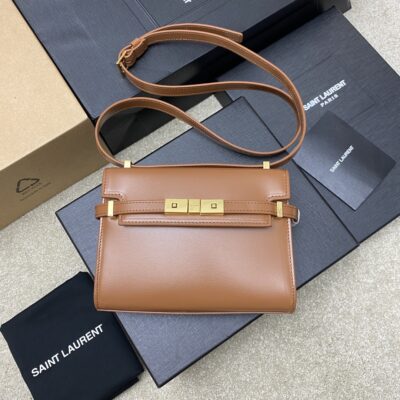高仿YSL聖羅蘭包包 Manhattan BOX SAINT LAURENT mini 棕色金扣