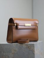 1比1複刻YSL聖羅蘭包包 Manhattan BOX SAINT LAURENT中型 棕色金扣
