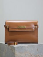 1比1複刻YSL聖羅蘭包包 Manhattan BOX SAINT LAURENT中型 棕色金扣