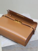 1比1複刻YSL聖羅蘭包包 Manhattan BOX SAINT LAURENT中型 棕色金扣