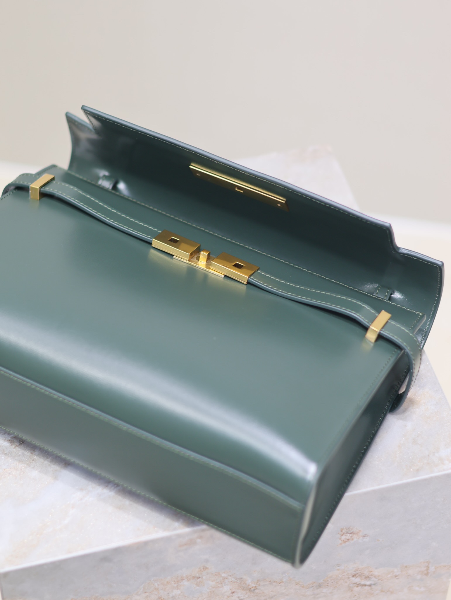 1比1複刻YSL聖羅蘭包包 Manhattan BOX SAINT LAURENT中型 緑色金扣