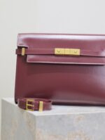 1比1複刻YSL聖羅蘭包包 Manhattan BOX SAINT LAURENT中型 棗紅色金扣