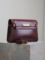 1比1複刻YSL聖羅蘭包包 Manhattan BOX SAINT LAURENT中型 棗紅色金扣
