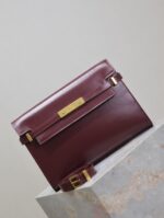 1比1複刻YSL聖羅蘭包包 Manhattan BOX SAINT LAURENT中型 棗紅色金扣