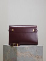 1比1複刻YSL聖羅蘭包包 Manhattan BOX SAINT LAURENT中型 棗紅色金扣