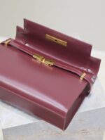 1比1複刻YSL聖羅蘭包包 Manhattan BOX SAINT LAURENT中型 棗紅色金扣