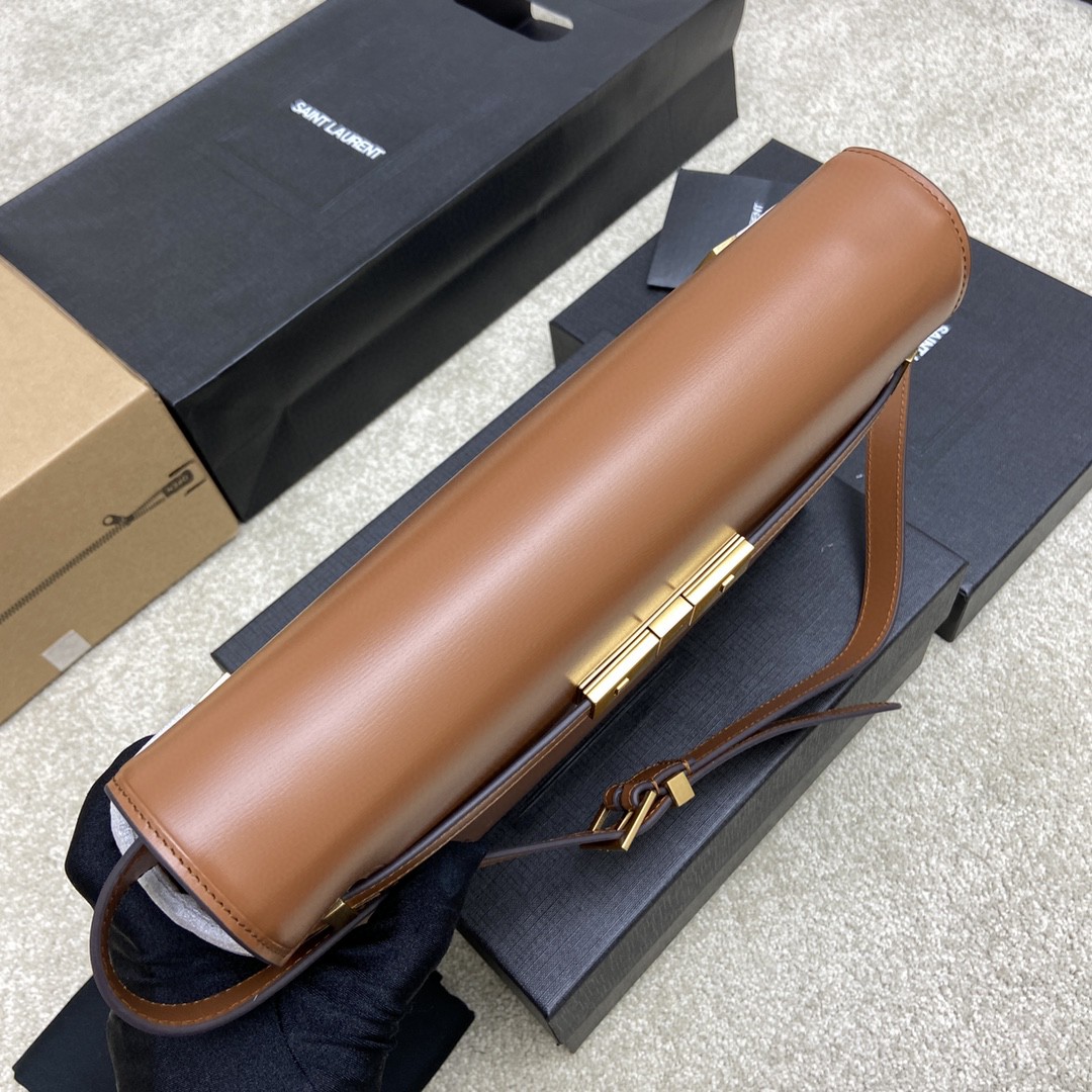1比1複刻YSL聖羅蘭包包 Manhattan BOX SAINT LAURENT中型 棕色牙籤紋