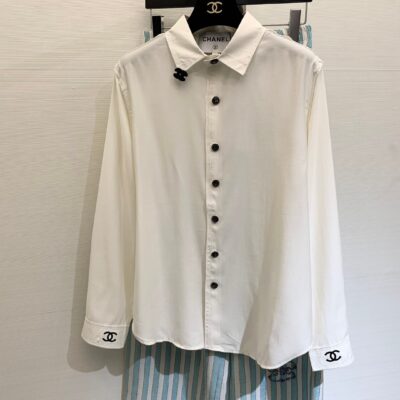 中古風高仿復刻CHANEL香奈兒天絲長袖襯衣女裝衣服
