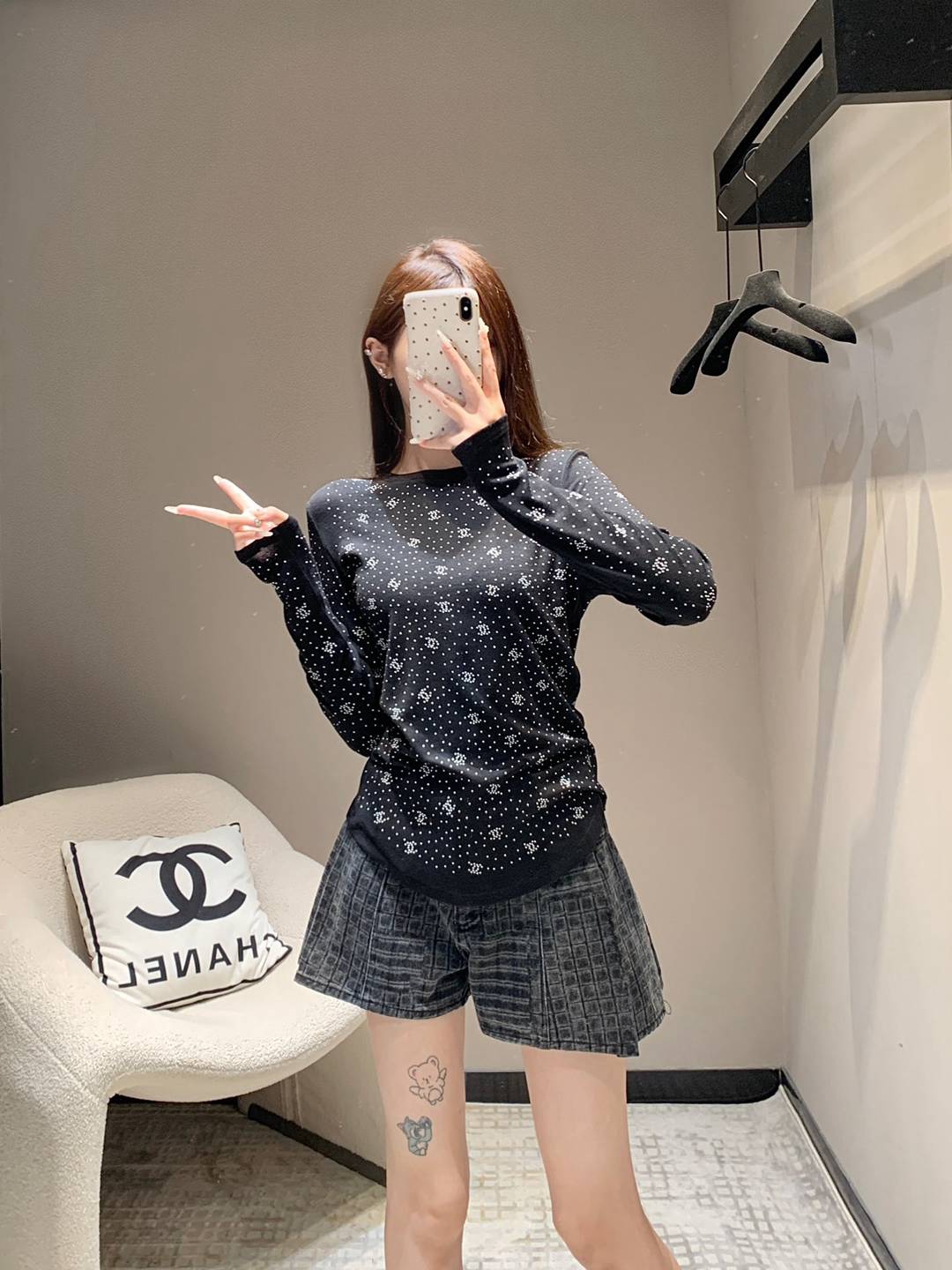 頂級復刻精仿超A貨CHANEL香奈兒女裝長袖純色打底衫T恤