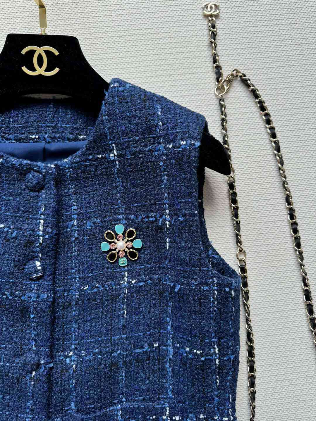 頂級A貨CHANEL非常亮眼復刻文藝氣質女士格紋小香風馬甲背心女