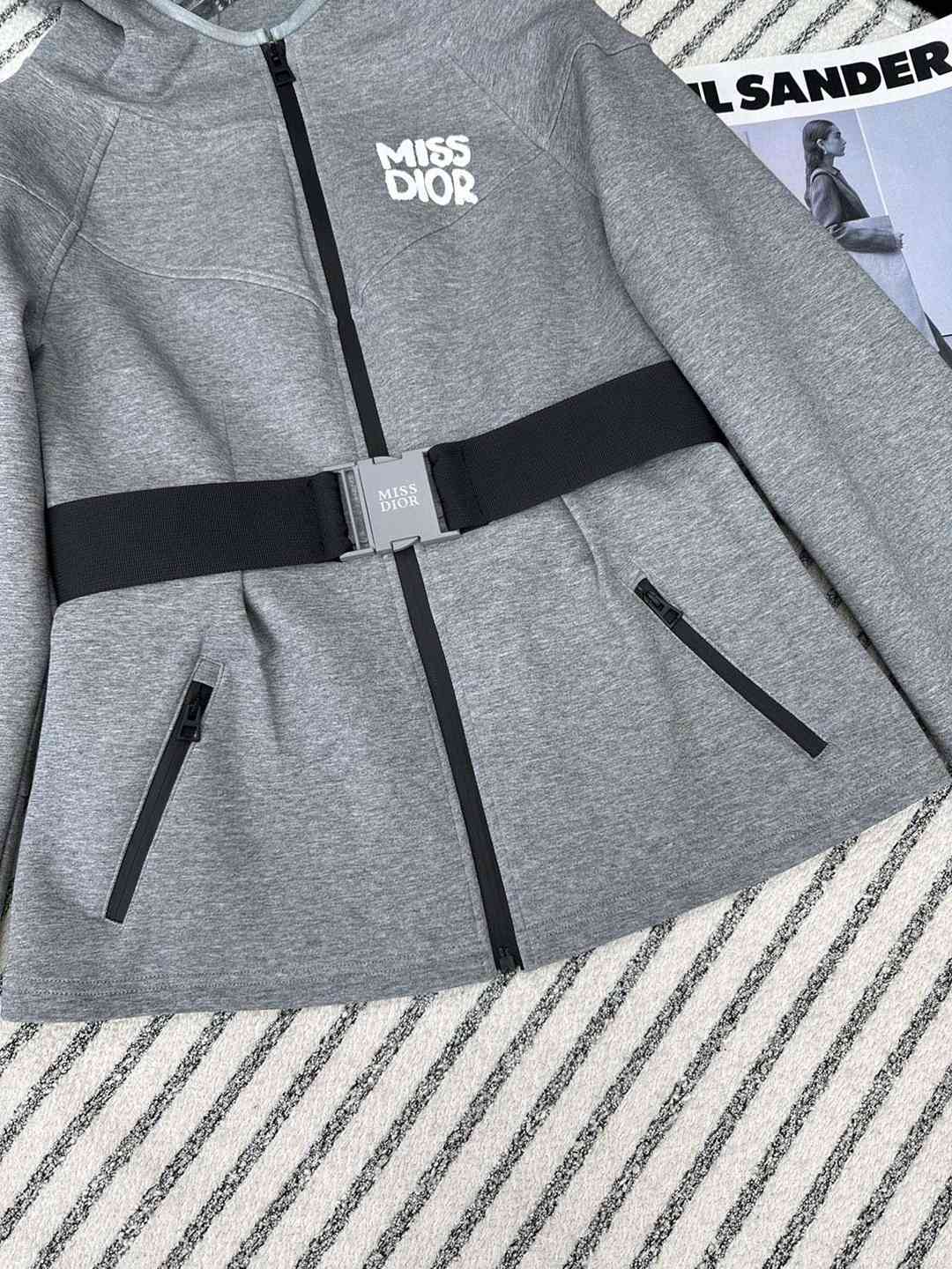 DIOR一比一復刻奢侈品衣服印花logo連帽休閒外套女款