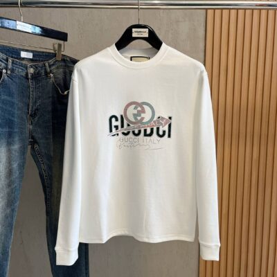 Gucci頂級原單秋冬男女長袖T恤打底衫白色