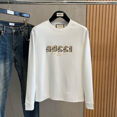頂級高仿gucci古馳纯棉男装长袖T恤打底衫