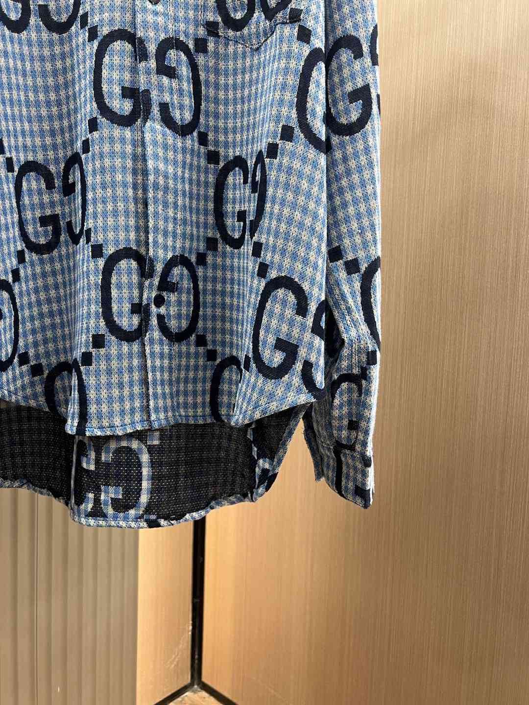 Gucci古馳高仿長袖精仿格紋襯衣襯衫男款
