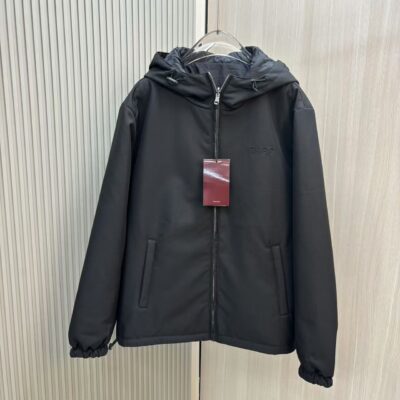 秋冬新品雙面尼龍材質Gucci高仿一比一夾克外套 黑色  連帽