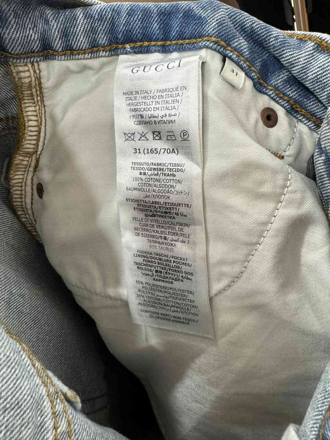 古馳Gucci頂級A貨男裝高仿牛仔褲淺色牛仔褲