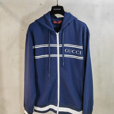Gucci頂級復刻奢侈品意大利男裝一比一連帽休閒衛衣藍色 套裝