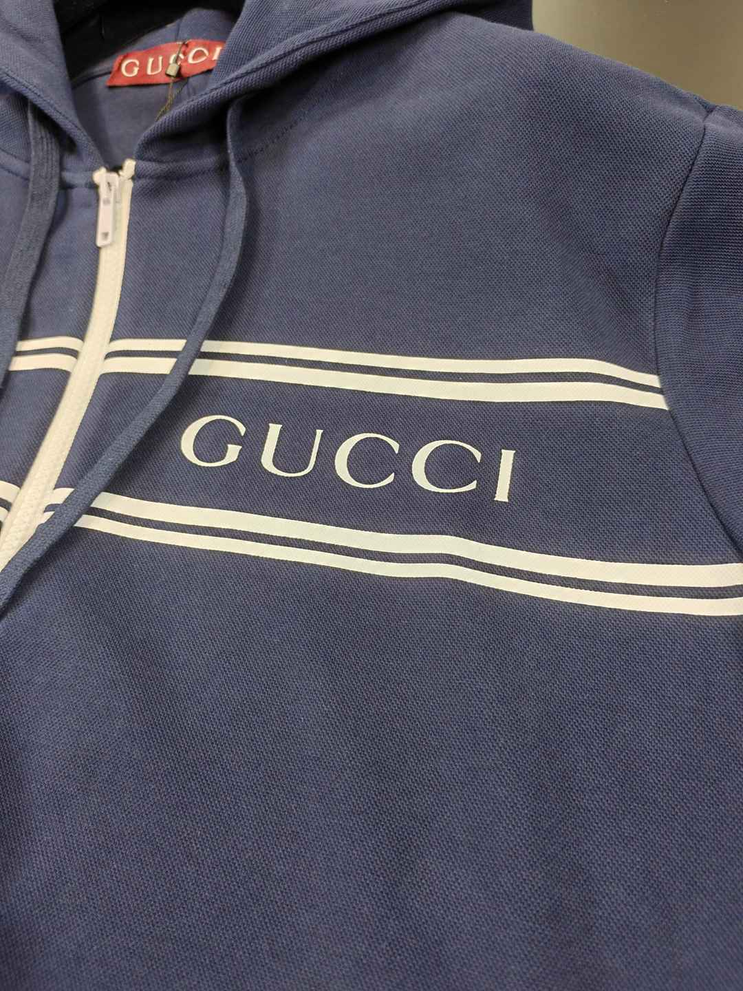 Gucci頂級復刻奢侈品意大利男裝一比一連帽休閒衛衣藍色 套裝
