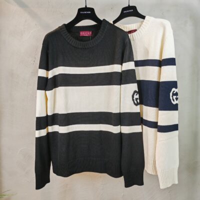 一比一Gucci2024新品針織套頭毛衣條紋針織衫