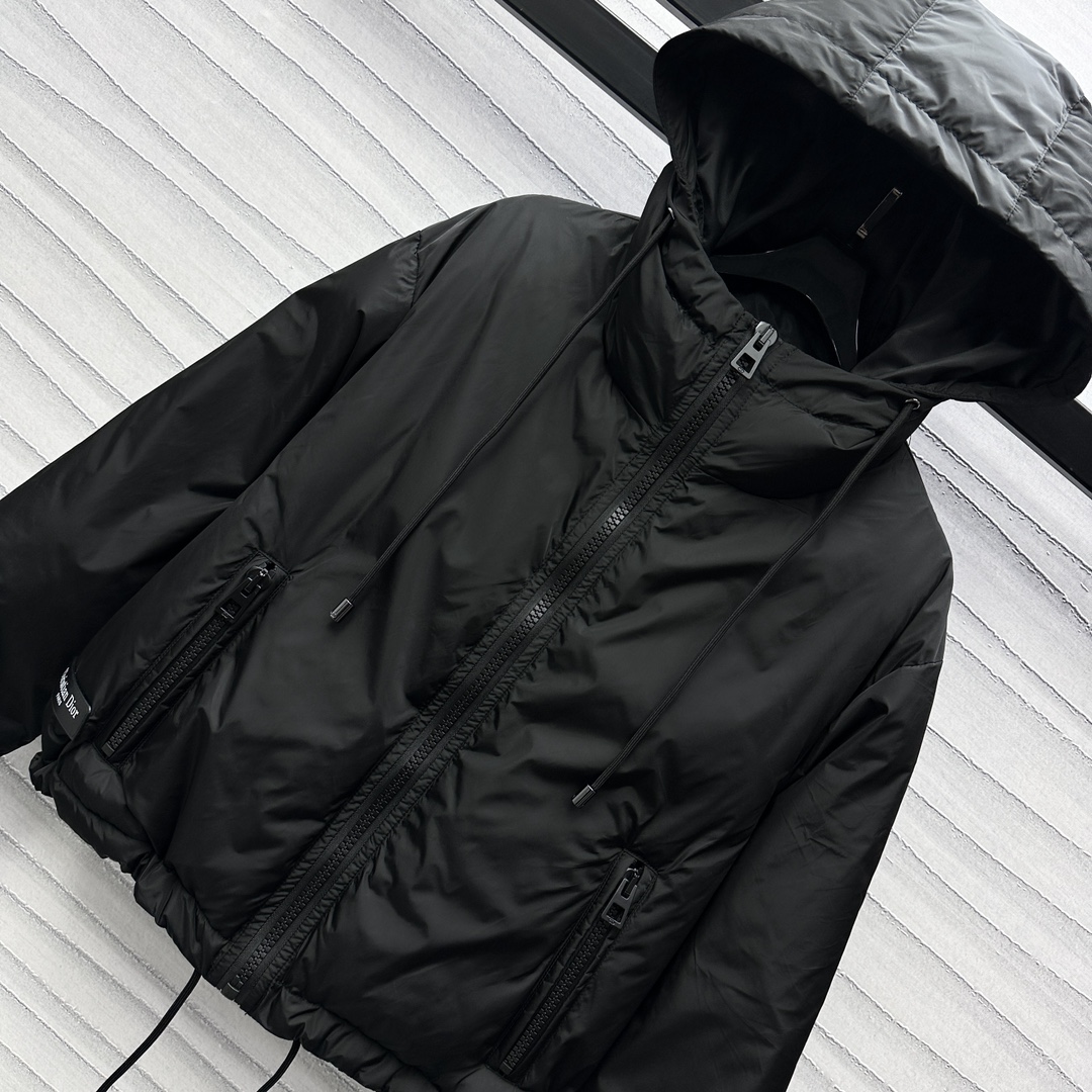 DIOR頂級原單巴黎鐵塔女裝時尚連帽高仿羽絨服新品