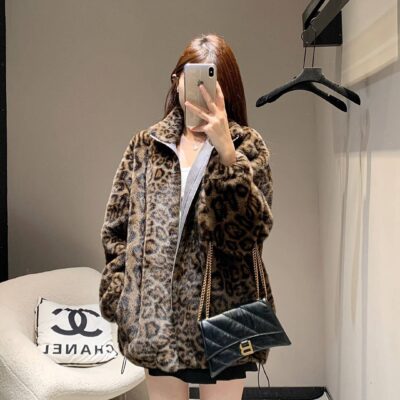 頂級高仿奢侈品DIOR迪奧時尚女裝立領豹紋外套夾克
