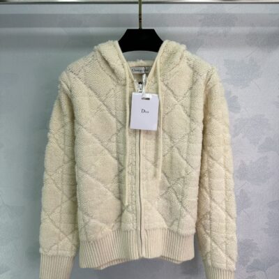 DIOR超A貨連帽針織刺繡開衫毛衣連帽外套女裝衣服