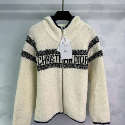 dior原單女裝羊絨連帽拉鏈設計搞品質外套
