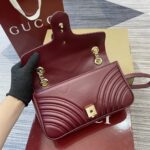 原單GUCCI古馳棗紅色中號GG Marmont系列鏈帶肩包443497