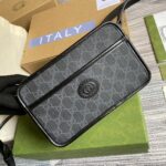 特級A貨gucci古馳黑色GG Marmont系列郵差包男女同款658572