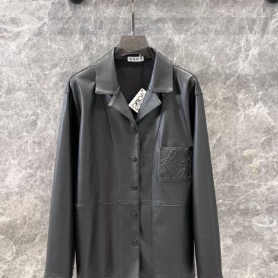 原單羅意威24SS秋冬新款真皮女士外套黑色