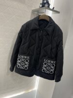 頂級高仿羅意威LOEWE菱格棉服女士衣服外套黑色